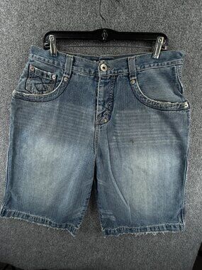 JNCO Premium Time Resistant Jean Shorts Men Blue Urban Y2K Cotton ACTL 34X12